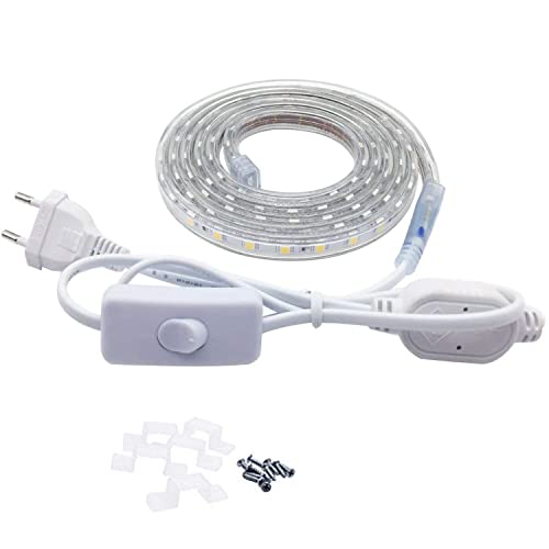 Q.Laomi LED Streifen 3 Meter, LED Lichtband Wasserdicht IP65 LED Strip, LED Leiste 230V LED Band mit Schalter, Weiß Q.Laomi LED Streifen 3 Meter, LED Lichtband Wasserdicht IP65 LED Strip, LED Leiste 230V LED Band mit Schalter, Weiß von Q.Laomi