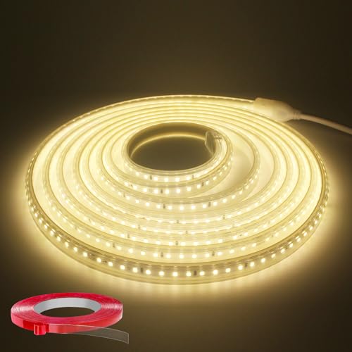 Q.Laomi LED Strip 5M, Sehr Hell LED Streifen 220V 230V Direktanschluss, Wasserdicht IP65 LED Leiste mit Schalter, 4000K LED Lichtleiste für Küche, Badezimmer, Werkbank, LED Lichtband Neutralweiß von Q.Laomi