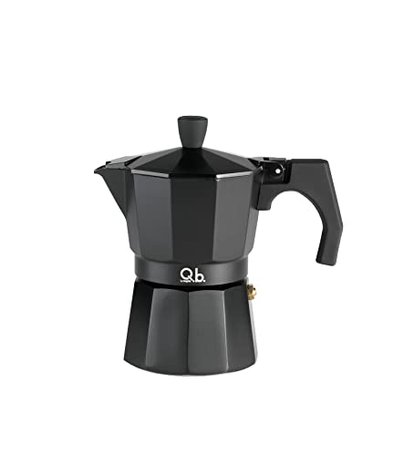 Q.b. Black Code by Mopita, Kaffeemaschine für 3 Tassen aus Aluminium, Griff und Knauf, Soft Touch, Silikonbeschichtung, für alle Kochflächen, keine Induktion, Farbe Schwarz von MOPITA SMART LIVING