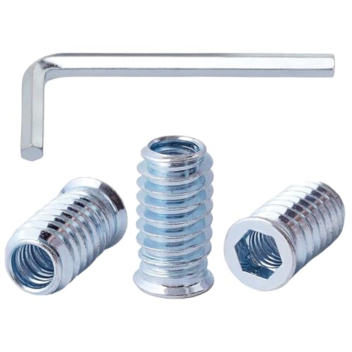 QANCEN 20 Stück Einschraubmutter M4x10mm,Gewindeeinsatz Holz, Einschraubmuffen Gewindeeinsätze, Einschraubhülse Kohlenstoffstahl Innensechskant Einschraubgewinde Muttern für Holzmöbel von QANCEN