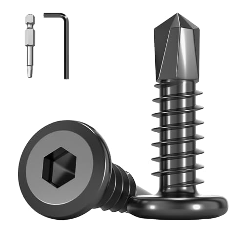 QANCEN 20 Stück Selbstschneidende Blechschrauben 5.5x50mm,Edelstahl 410 Bohrschrauben Innensechskantschrauben,Selbstbohrende Schrauben Schwarz mit Bit,Sechskantschlüssel QANCEN 20 Stück Selbstschneidende Blechschrauben 5.5x50mm,Edelstahl 410 Bohrschrauben Innensechskantschrauben,Selbstbohrende Schrauben Schwarz mit Bit,Sechskantschlüssel von QANCEN