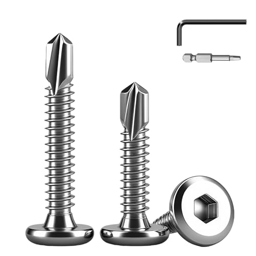QANCEN 40 Stück Selbstschneidende Schrauben Blechschrauben 410 Edelstahl 6.3x16mm,Flachkopf Innensechskantschrauben Bohrschrauben Metallschrauben mit Bit,Sechskantschlüssel QANCEN 40 Stück Selbstschneidende Schrauben Blechschrauben 410 Edelstahl 6.3x16mm,Flachkopf Innensechskantschrauben Bohrschrauben Metallschrauben mit Bit,Sechskantschlüssel von QANCEN