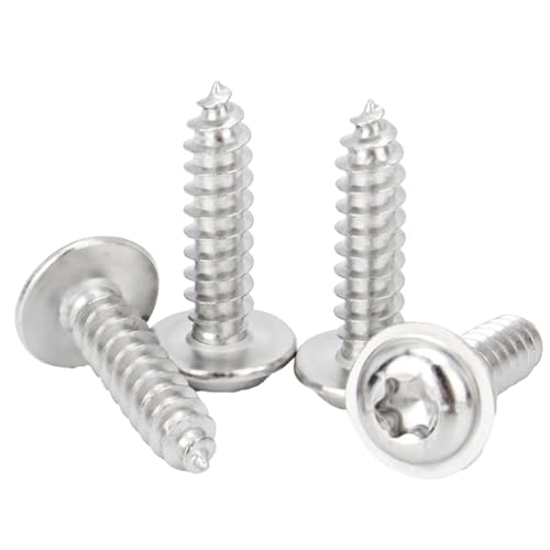 QANCEN 50 Stück Torx-Blechschrauben, M4 x 18 mm, Edelstahl, Holzschrauben, Pan Washer Head, selbstbohrende Blech-Sicherheitsschraube für Heimwerker, Tischler, Möbel von QANCEN