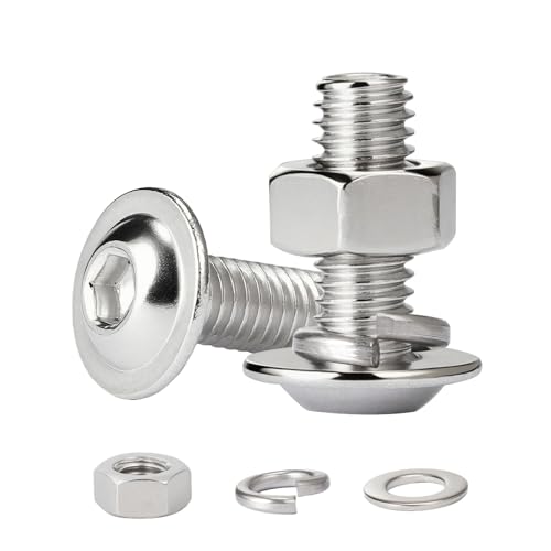 QANCEN Linsenkopfschrauben mit Flansch, M6 x 30 mm, Muttern und Schrauben, Edelstahl, Flachkopfschrauben mit Flach- und Sicherungsscheiben, 10 Stück QANCEN Linsenkopfschrauben mit Flansch, M6 x 30 mm, Muttern und Schrauben, Edelstahl, Flachkopfschrauben mit Flach- und Sicherungsscheiben, 10 Stück von QANCEN