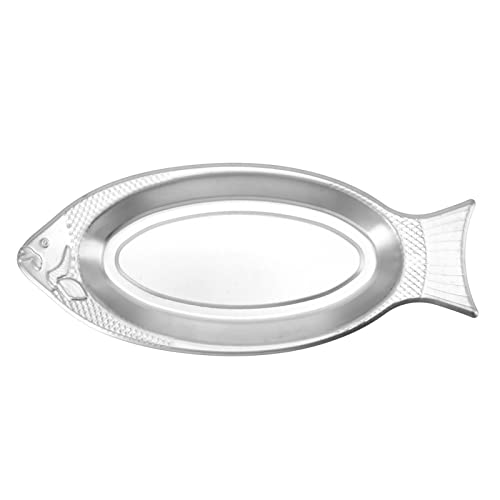 QANYEGN Premium-Fischplatte aus Edelstahl, Fischförmiges Tablett, Fischplatte Für Househoid-Servierplatte(Trumpet-Silber) von QANYEGN