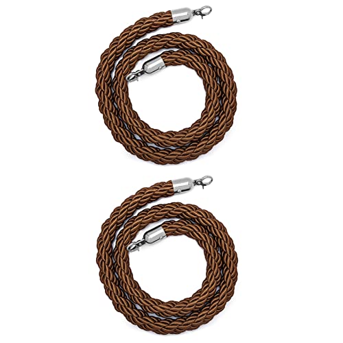 Absperrseil mit Absperrpfosten, braun-silber-violettes, 2-teilige geflochtene Absperrseile zur Kontrolle der Menschenmenge, Warteschlangenseil for Kirchenkinos und Partys(Brown,1m/3.2ft) von QAONEAY