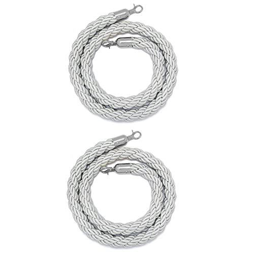 Absperrseil mit Absperrpfosten, braun-silber-violettes, 2-teilige geflochtene Absperrseile zur Kontrolle der Menschenmenge, Warteschlangenseil for Kirchenkinos und Partys(Silver,2.5m/8.2ft) von QAONEAY