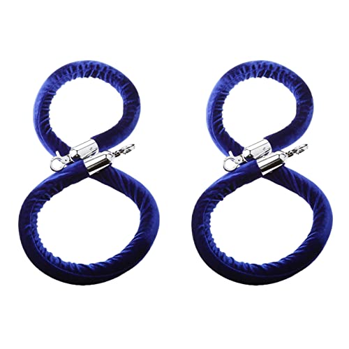 Absperrseil mit Pfosten, blaues polierten Haken, 2er-Pack Sicherheitsseile aus Samt zur Kontrolle von Menschenmengen for besondere Veranstaltungen/Handel(Silver Clips,1.5m/5ft) von QAONEAY