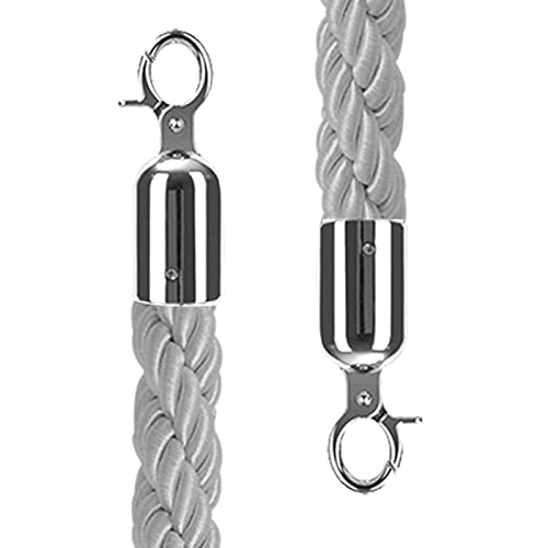 Absperrseil mit Pfosten, polierten silbernen Haken, geflochtene Absperrseile for Hotels/Kinos/Theater/Zeremonien(130Cm/4.3Ft) von QAONEAY