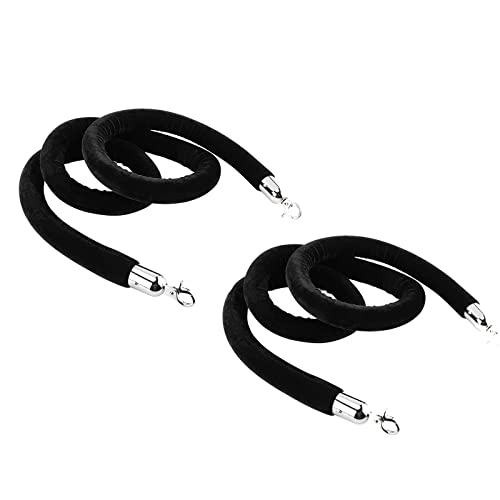 Absperrseil zur Kontrolle von Menschenmengen, 2 Stück, schwarze Absperrseile, aus Samt for Aufhängen, for Partyveranstaltungen/Ausstellungshallen, 2er-Pack(1.5m/5ft) von QAONEAY
