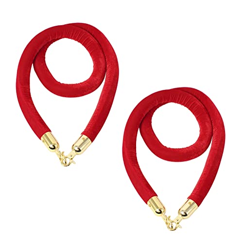 Absperrseil zur Kontrolle von Menschenmengen, 2er-Pack aus rotem Samt, langes for Aufhängen mit Edelstahlhaken, for große Eröffnungen/Hotels/Partys(1m (3.3 feet)) von QAONEAY