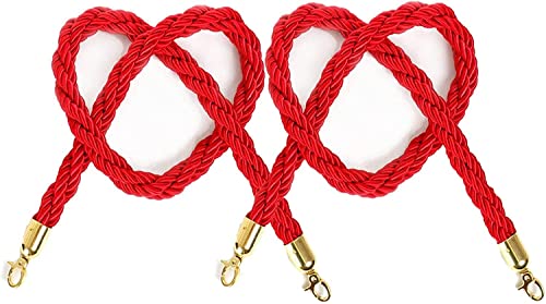 Absperrseil zur Kontrolle von Menschenmengen, 2er-Pack rotes mit goldenen Haken, Absperrpfosten, Warteschlangen-Absperrseile for Aufhängen for Kinos, Grand(245cm/8ft) von QAONEAY