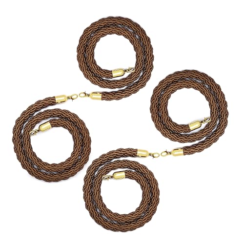 Absperrseil zur Kontrolle von Menschenmengen, 4er-Pack Absperrseile mit goldenen Haken, dickes kommerzielles hängendes Verkehrskontrollseil for Partys(Brown,2m/6.5ft) von QAONEAY