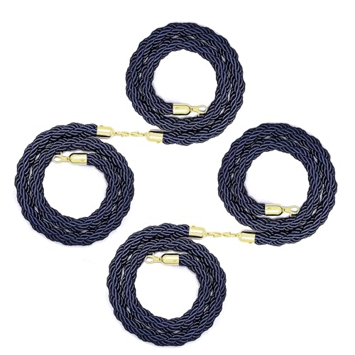 Absperrseil zur Kontrolle von Menschenmengen, 4er-Pack Absperrseile mit goldenen Haken, dickes kommerzielles hängendes Verkehrskontrollseil for Partys(Dark Blue,1m/3.2ft) von QAONEAY