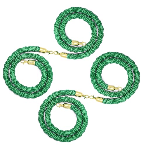 Absperrseil zur Kontrolle von Menschenmengen, 4er-Pack Absperrseile mit goldenen Haken, dickes kommerzielles hängendes Verkehrskontrollseil for Partys(Green,5m/16.4ft) von QAONEAY