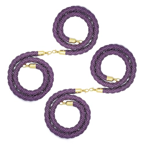 Absperrseil zur Kontrolle von Menschenmengen, 4er-Pack Absperrseile mit goldenen Haken, dickes kommerzielles hängendes Verkehrskontrollseil for Partys(Purple,1.5m/5ft) von QAONEAY