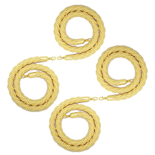 Absperrseil zur Kontrolle von Menschenmengen, 4er-Pack Absperrseile mit goldenen Haken, dickes kommerzielles hängendes Verkehrskontrollseil for Partys(Yellow,2m/6.5ft) von QAONEAY