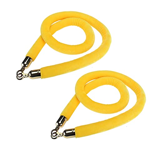 Absperrseil zur Kontrolle von Menschenmengen, elegantes aus Samt mit silbernen Haken, Sicherheitsabsperrseil for Partyveranstaltungen/Gotteshäuser/die Eingangshalle, Seil(Yellow,1.5m/5ft) von QAONEAY