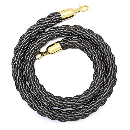 Absperrseil zur Kontrolle von Menschenmengen, geflochtenes mit dunkelgrauer Linie, vergoldeten Karabinerhaken aus Edelstahl, Museen(1 Pack,2.5m/8.2ft) von QAONEAY