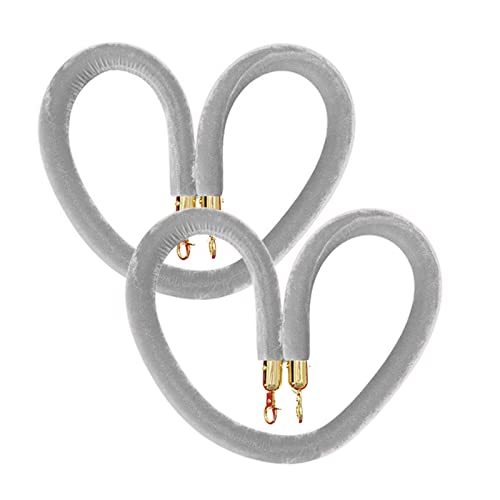 Absperrseil zur Kontrolle von Menschenmengen, graues aus Samt, 2 Stück hängende Absperrseile for Warteschlangen mit goldenen Haken(2m/6.5ft) von QAONEAY