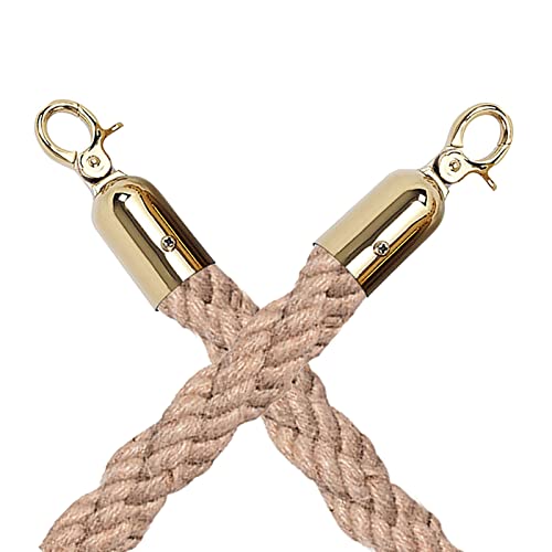 Absperrseil zur Kontrolle von Menschenmengen, robuste 3,2 cm dicke Sicherheitsseile, Absperrseile for Warteschlangenteiler, Hängeseile for drinnen und draußen, 2er-Pack(Gold Hooks,275cm/9ft) von QAONEAY