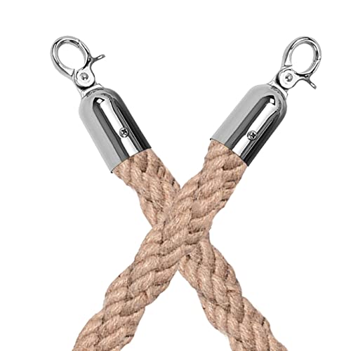 Absperrseil zur Kontrolle von Menschenmengen, robuste 3,2 cm dicke Sicherheitsseile, Absperrseile for Warteschlangenteiler, Hängeseile for drinnen und draußen, 2er-Pack(Silver Hooks,275cm/9ft) von QAONEAY