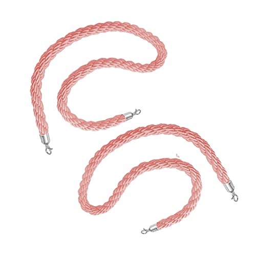 Absperrseil zur Kontrolle von Menschenmengen, rosa, strapazierfähiges for Warteschlangen mit silbernen Clips, 2 Stück, exquisite Absperrseile, Party(2.5m/8.2ft) von QAONEAY