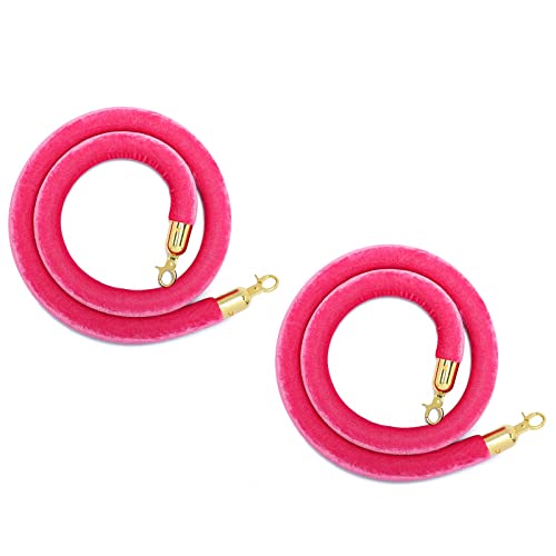 Absperrseil zur Kontrolle von Menschenmengen, rosa mit goldenen Haken, 2 Stück Ersatzseile aus Samt, for Geburtstagsfeiern(1m/3.2ft) von QAONEAY