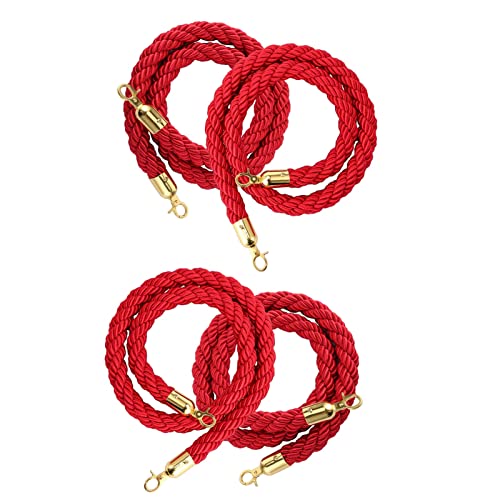 Absperrseil zur Kontrolle von Menschenmengen, rotes for die Hotellobby, geflochtenes Partyseil for Absperr-/Warteschlangenlinien mit Haken, Seilabsperrung(Gold Hooks,4.5m/14.7ft) von QAONEAY