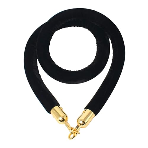 Absperrseil zur Kontrolle von Menschenmengen, schwarze Absperrseile Warteschlangen, aus Samt mit goldenen Clips, Verkehrskontrollseil for Hotels(Set of 1,2.5ft/76cm) von QAONEAY
