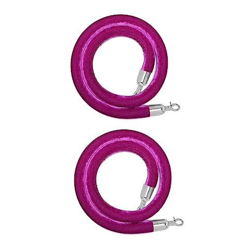Absperrseil zur Kontrolle von Menschenmengen, weiß, schwarz, lila, blau, rot, hängende Seile aus Samt, Absperrseile, geeignet for gewerbliche Standorte/Theater/Banken, 2er-Pack(Purple,3.5ft/107cm) von QAONEAY