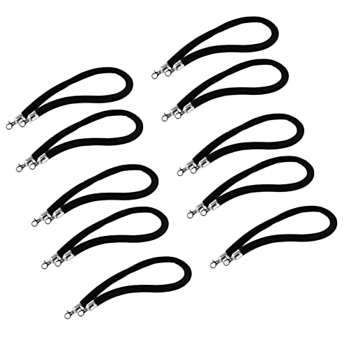 Absperrung aus Seil zur Kontrolle von Menschenmengen, schwarzem Samt, Trennwand, robuste kommerzielle Seil-Sicherheitsbarrieren, Trennband mit silbernem(10 Pack,2m/6.5ft) von QAONEAY