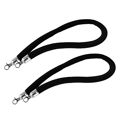 Absperrung aus Seil zur Kontrolle von Menschenmengen, schwarzem Samt, Trennwand, robuste kommerzielle Seil-Sicherheitsbarrieren, Trennband mit silbernem(2 Pack,1m/3.2ft) von QAONEAY