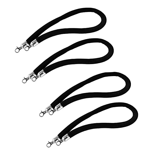 Absperrung aus Seil zur Kontrolle von Menschenmengen, schwarzem Samt, Trennwand, robuste kommerzielle Seil-Sicherheitsbarrieren, Trennband mit silbernem(4 Pack,2m/6.5ft) von QAONEAY