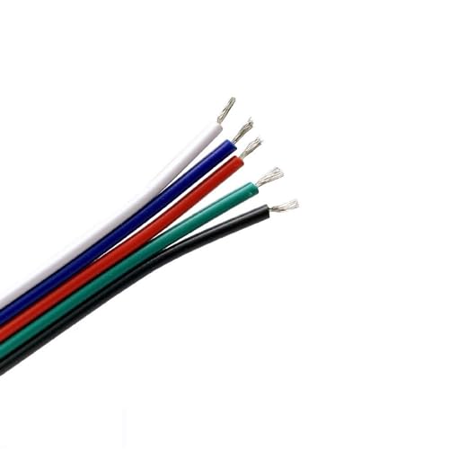 Flexibles 3-poliges LED-Kabel, 2/3/4/5/6-poliges Lichtverlängerungskabel, RGB-Elektrokabel, Kabelverlängerungsstecker (Farbe: 4-polig, Größe: 100 m)(5 Pin,100m) von QAONEAY