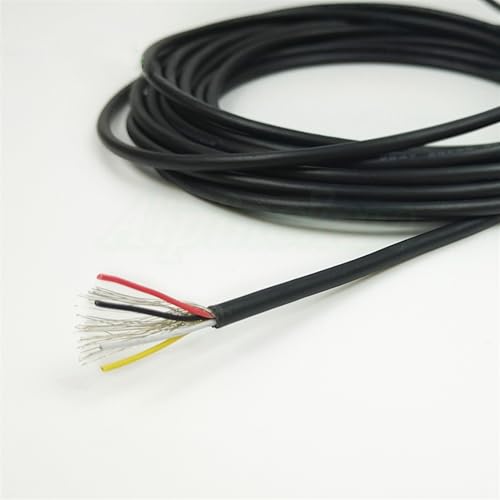 Flexibles Kabel, 20 Meter, 2.1-Kanal-Audioleitung, 2547 28 AWG Signalkabel, Abschirmkabel for Verstärker, 2 3 4 5-adriges abgeschirmtes Kabel, Verlängerungsstecker (Farbe: 3-adrig, grau)(4Cores Black) von QAONEAY