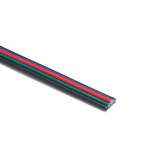 Kabel, flexibel, 4-polig, LED-Verlängerung, Kupferdraht, 22 20 18 AWG, Anschluss, elektrischer Draht for 5050 3528 Lichtmodul, Verlängerungsstecker (Farbe: 18 AWG, Größe: 100 m)(18AWG,10m) von QAONEAY