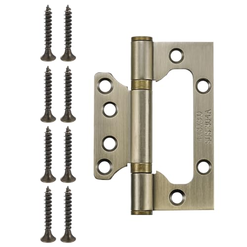 Klappscharniere, 2 Stück 4x3 Zoll Türscharniere ohne Einsteckschloss, geräuschlos, Edelstahl-Falttürscharniere mit Befestigungsschrauben, gebürstete Oberfläche for Möbelfenster, Silber(Green Bronze) Klappscharniere, 2 Stück 4x3 Zoll Türscharniere ohne Einsteckschloss, geräuschlos, Edelstahl-Falttürscharniere mit Befestigungsschrauben, gebürstete Oberfläche for Möbelfenster, Silber(Green Bronze) von QAONEAY