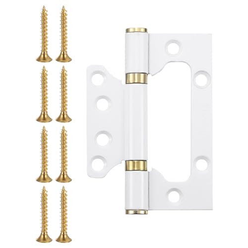Klappscharniere, 2 Stück 4x3 Zoll Türscharniere ohne Einsteckschloss, geräuschlos, Edelstahl-Falttürscharniere mit Befestigungsschrauben, gebürstete Oberfläche for Möbelfenster, Silber(White) von QAONEAY
