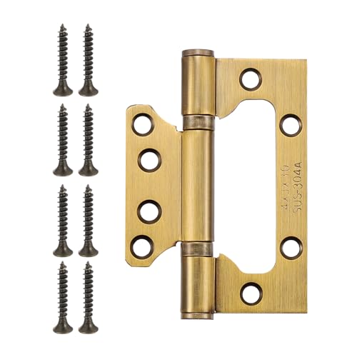 Klappscharniere, 2 Stück 4x3 Zoll Türscharniere ohne Einsteckschloss, geräuschlos, Edelstahl-Falttürscharniere mit Befestigungsschrauben, gebürstete Oberfläche for Möbelfenster, Silber(Yellow Bronze) Klappscharniere, 2 Stück 4x3 Zoll Türscharniere ohne Einsteckschloss, geräuschlos, Edelstahl-Falttürscharniere mit Befestigungsschrauben, gebürstete Oberfläche for Möbelfenster, Silber(Yellow Bronze) von QAONEAY