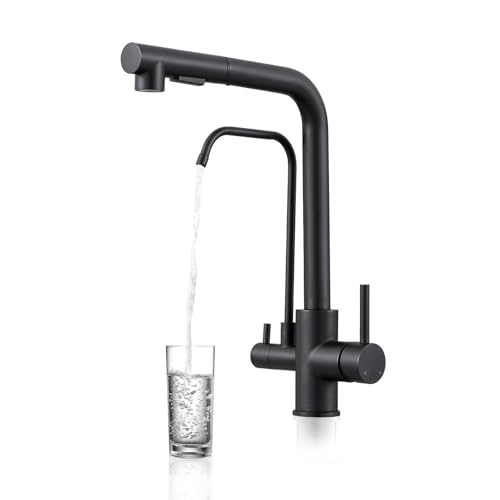 QAOYEDE 3-Wege-Küchenarmatur mit gereinigtem Wasserhahn, ausziehbare Küchenspüle mit Filter, Trinkwasserarmaturen, Umkehrosmose-Wasserhahn, mattschwarz QAOYEDE 3-Wege-Küchenarmatur mit gereinigtem Wasserhahn, ausziehbare Küchenspüle mit Filter, Trinkwasserarmaturen, Umkehrosmose-Wasserhahn, mattschwarz von QAOYEDE