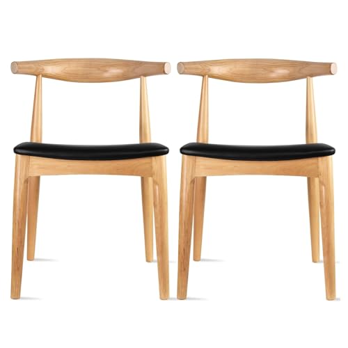 QAQCDAHJI 2er-Set Moderne Esszimmerstühle im Landhausstil aus echtem Massivholz mit gepolsterter Sitzfläche, Ellenbogen-Seitenstuhl (Sitzfläche naturbeige)(Natural) von QAQCDAHJI