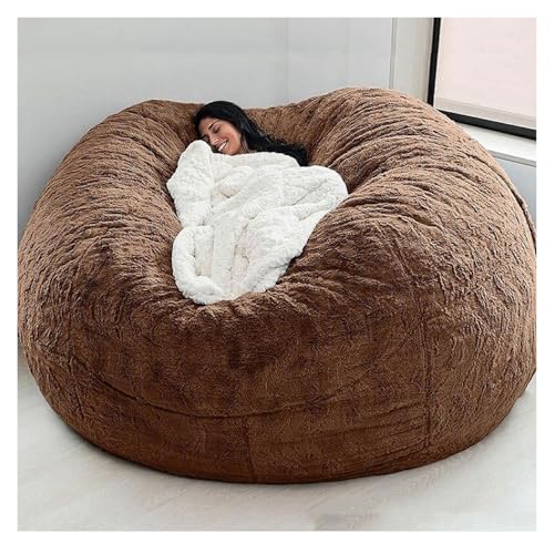 QAQCDAHJI Bezug for riesigen Sitzsack (ohne Füllung), runder, weicher Bezug for Wohnzimmermöbel for Sitzsack und Schlafsofa (1,8 m)(Dark Brown,6FT) von QAQCDAHJI