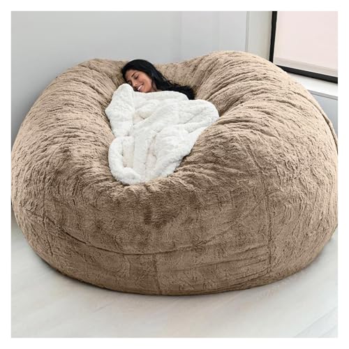 QAQCDAHJI Bezug for riesigen Sitzsack (ohne Füllung), runder, weicher Bezug for Wohnzimmermöbel for Sitzsack und Schlafsofa (1,8 m)(Light Brown,5FT) von QAQCDAHJI