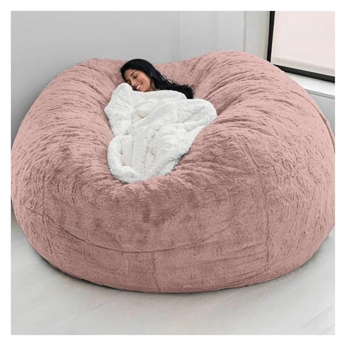 QAQCDAHJI Bezug for riesigen Sitzsack (ohne Füllung), runder, weicher Bezug for Wohnzimmermöbel for Sitzsack und Schlafsofa (1,8 m)(Light Pink,7FT) von QAQCDAHJI