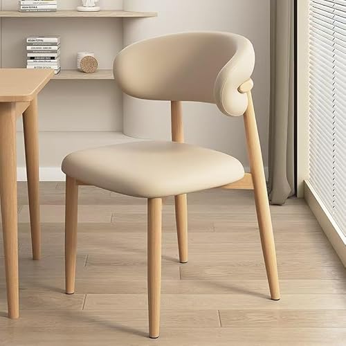 QAQCDAHJI Esszimmerstühle aus Holz, 4er-Set, Moderne, mit Stoff gepolsterte Küchen-Seitenstühle, Esszimmerstuhl im Landhausstil mit Fußrasten, Beige(Beige+Wood,Set of 6) von QAQCDAHJI