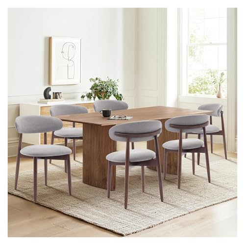 QAQCDAHJI Esszimmerstuhl-Set aus Holz, 4er-Set, Moderne, mit Stoff gepolsterte Küchen-Seitenstühle, Esszimmerstühle im Landhausstil mit Füßen, Beige(Lightgrey,Set of 6) von QAQCDAHJI
