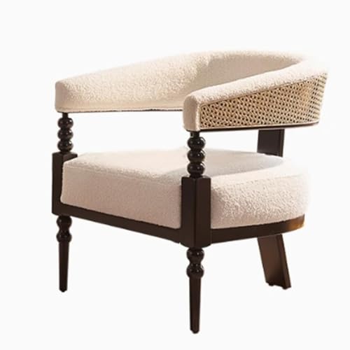 QAQCDAHJI Handgefertigtes Einzelsofa aus Rattan for das Wohnzimmer, Massivholzrahmen, Restaurant-Café, Freizeitstuhl, Hotel, Gastfamilie, Landhausstil(White) von QAQCDAHJI