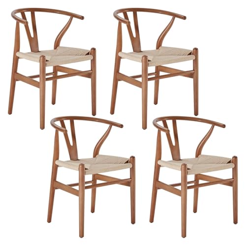 QAQCDAHJI Holz-Wishbone-Esszimmerstühle, Mid Century Modern, aus Holz for Ihr Strandhaus, komplett montiert(Walnut- Set of 4) von QAQCDAHJI