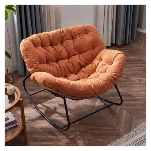 QAQCDAHJI Schaukelstuhl for die Terrasse im Freien, Papasan-Sessel, übergroßer Lesesessel for den Innenbereich mit Kissen for Wohnzimmer, Veranda, Garten, Schwarz(Orange) von QAQCDAHJI